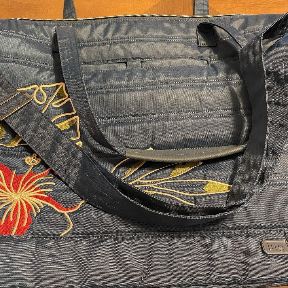LUG Apollo Embroidered Tote Monstera Tropical Travel Preppy Beach Cross Body LG - Picture 3 of 12